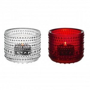 Kastehelmi Windlicht Set klar/rot