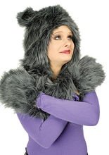 Katzen-Mütze aus Plüsch mit Ohren grau