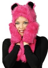 Katzen-Mütze aus Plüsch mit Ohren pink