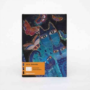 -Katzen in Blau mit Schmetterlingen- Kal