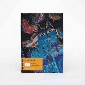 -Katzen in Blau mit Schmetterlingen- Kal