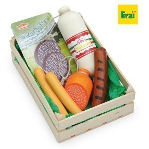 Kaufladenzubehör Kiste mit Wurst