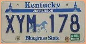 Kentucky numberplate