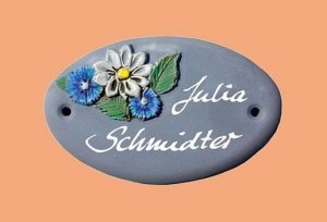 Keramik - Namensschild Klassik Art in bl