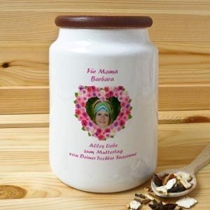 Keramikdose mit Foto und Text zum Mutter