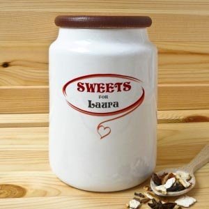 Keramikdose mit Holzdeckel für Süßigkeit