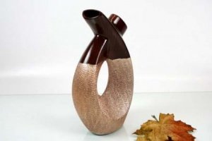 Keramikvase in Holzoptik braun/bronze 30
