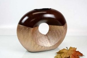 Keramikvase in Holzoptik braun/bronze 31