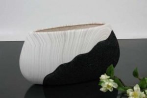 Keramikvase in Holzoptik schwarz/weiß 16