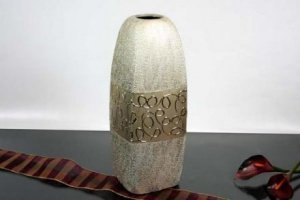Keramikvase weiß/gold 31cm