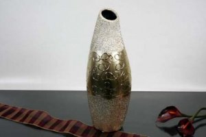 Keramikvase weiß/gold 33cm