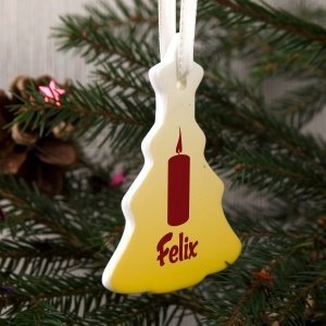 Keramikweihnachtsbaum mit Kerze und Name