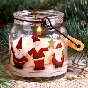 Kerze im Glas mit Metallbügel *Weihnacht