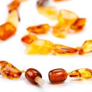 Kette Bernstein Olivenform multi (50cm)