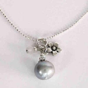 Kette -Happiness Blüte, groß-, versilber