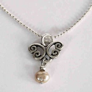 Kette -Romantic-, versilbert, Kleines Gl