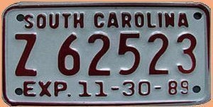 KFZkennzeichen für Motorräder South Caro