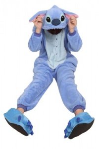 Kigurumi Unisex Tier-Onesie, Kapuzenkostüm, Schlafanzug, - BLUE SITCH - Größe: MEDIUM (155-165CM)