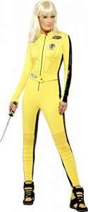Kill Bill Kostüm gelb mit Overall u. Schwert, Small