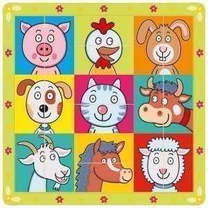 Kinder Puzzle aus Holz - Motiv Tierköpfe