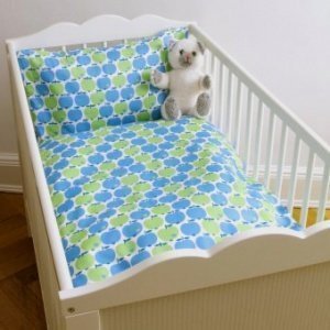 Kinderbettwäsche Apfel blau/gr&#252