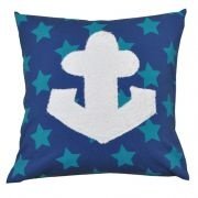 Kissen Sterne blau mit Anker mit Bio-Fül