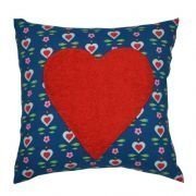 Kissen blau-grün mit Herz und Bio-Füllun