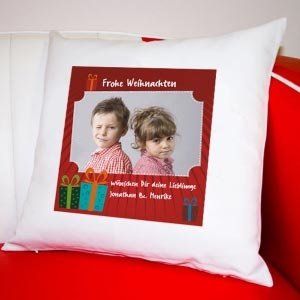Kissen mit Foto und Weihnachtsmotiv