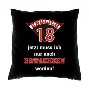 Kissen - Endlich 18 jetzt muss ich nur n