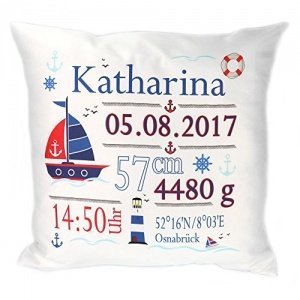Kissen mit Namen und Geburtsdaten