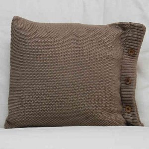 Kissenhülle -Knöpfchen-, hellbraun, Clay