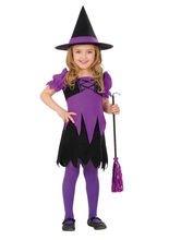 Kleine Hexe Kinder-Kostüm, lila-schwarz
