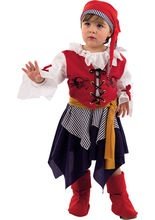 Kleine Piratin Kinderkostüm rot-weiss