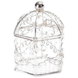 Kleine Voliere aus Metall, silber, 2 St.