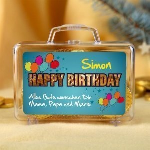 Kleiner Geldkoffer *Happy Birthday* mit 