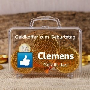 Kleiner Geldkoffer mit Daumen nach oben 