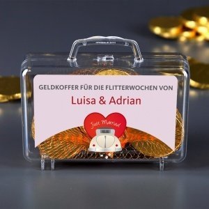 Kleiner Geldkoffer zur Hochzeit mit Name