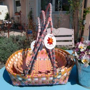 Körbchen -Plain- Stripe, 3er Set, Bunt, 