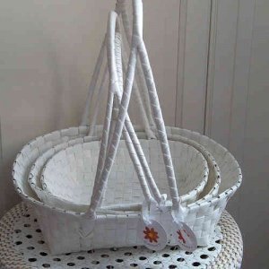 Körbchen -Plain- Stripe, 3er Set, White,