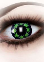 Kontaktlinsen Cannabis klein schwarz-grü