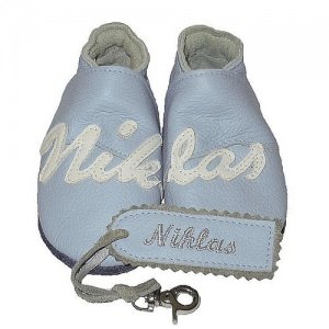 Krabbelschuhe -hellblau/weiß-