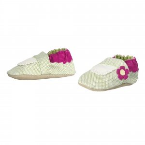 Krabbelschuhe lime/weiß