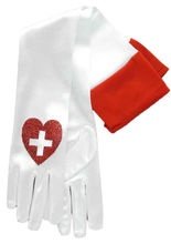 Krankenschwester Handschuhe weiss-rot