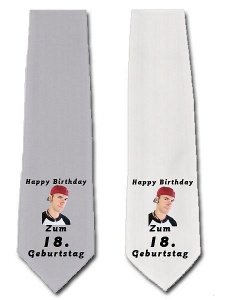 Krawatte zum 18. Geburtstag in grau o. w