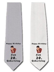 Krawatte zum 20. Geburtstag in grau o. w