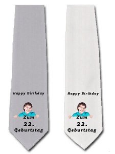 Krawatte zum 22. Geburtstag in grau o. w