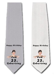 Krawatte zum 25. Geburtstag in grau o. w
