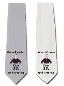 Krawatte zum 35. Geburtstag in grau o. w