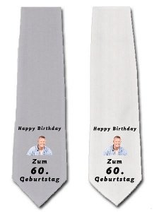 Krawatte zum 60. Geburtstag in grau o. w