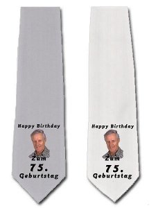 Krawatte zum 75. Geburtstag in grau o. w